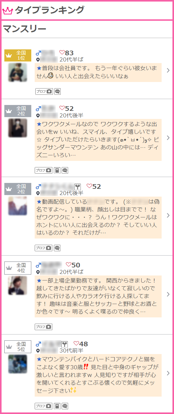 人気出会い系サイト・ワクワクメール(わくわく)で女ウケが良いプロフィールと顔写真の使い方のコツ