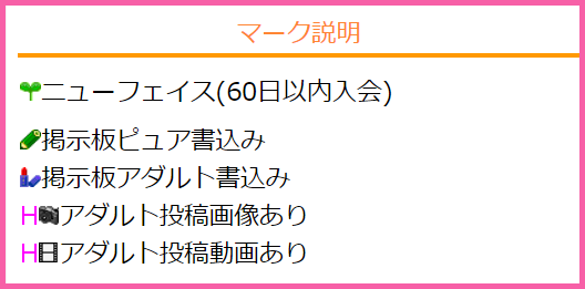 長野県のワクワクメールでプロフィール検索したときに表示されるマークの意味